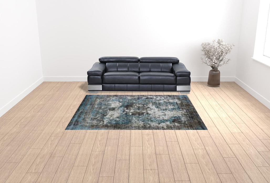 8' Abstract Hand Loomed Area Rug - Gray And Ivory