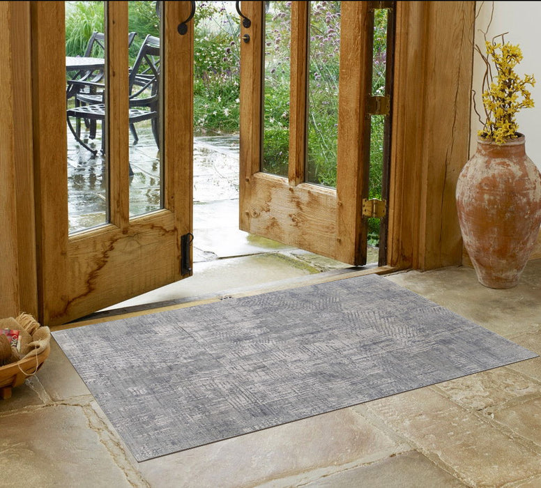 3' x 5' Casual Abstract Hand Woven Worn Faded Area Rug - Gray
