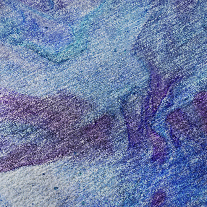8' X 10' Abstract Washable Area Rug With UV Protection (653480) - Blue / Purple / Ivory