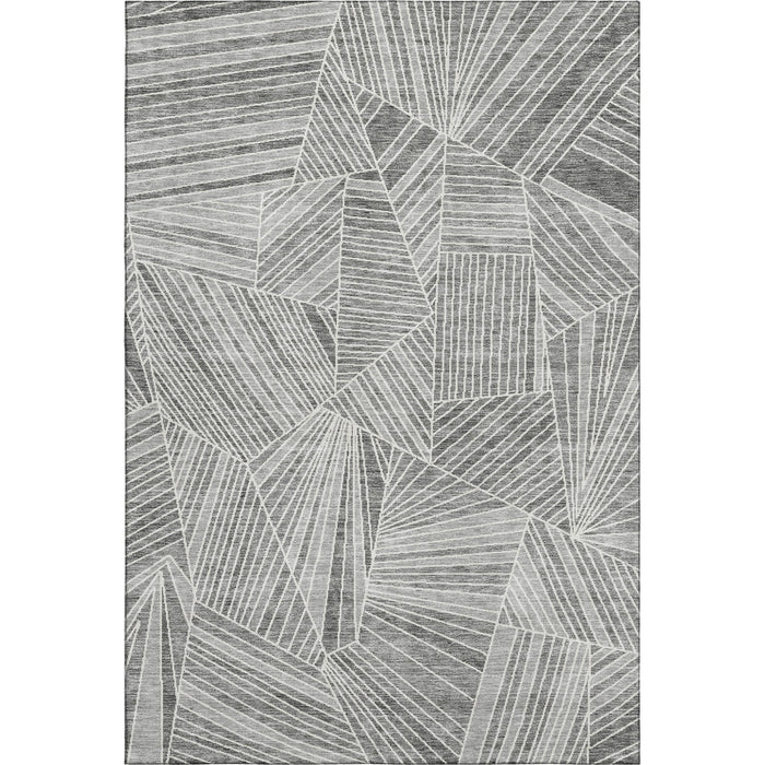 10' X 14' Geometric Washable Area Rug With UV Protection (672767) - Gray / Silver