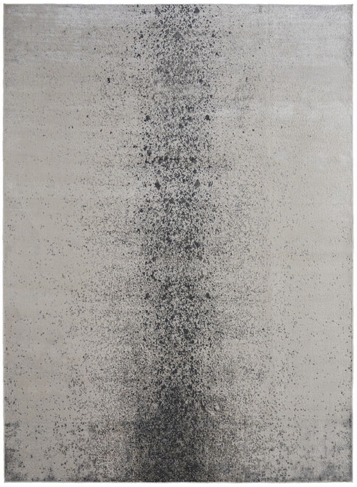 8' x 10' Abstract Power Loom Area Rug - Ivory Gray And Black