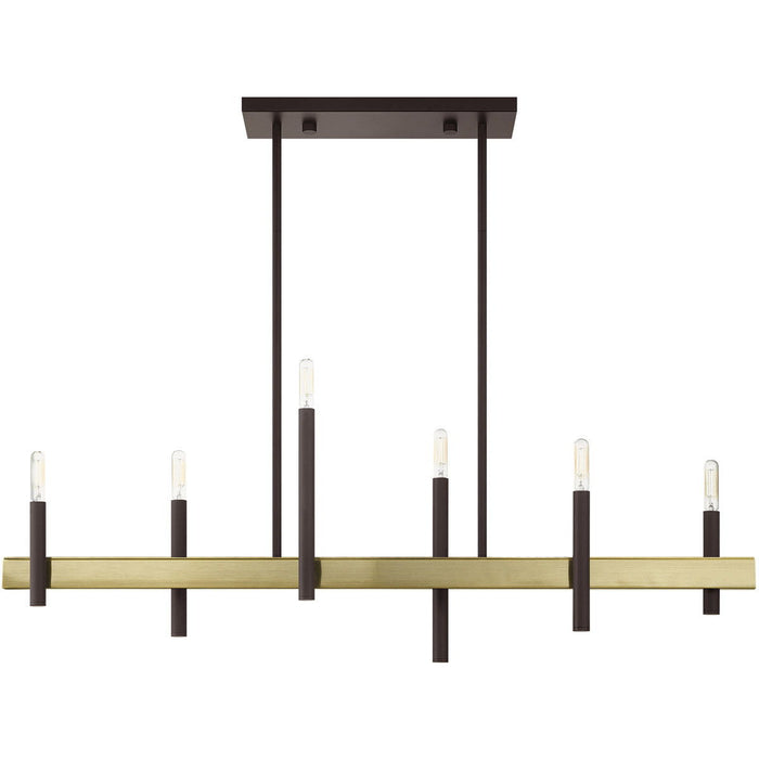 6-Light Dimmable Chandelier With Shades - Bronze