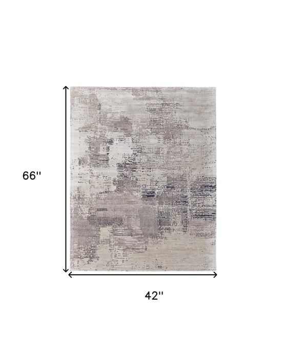 4' x 6' Abstract Hand Tufted Area Rug - Brown Black And Tan