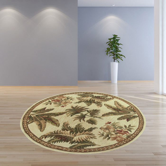 5' Round Wool Area Rug - Ivory