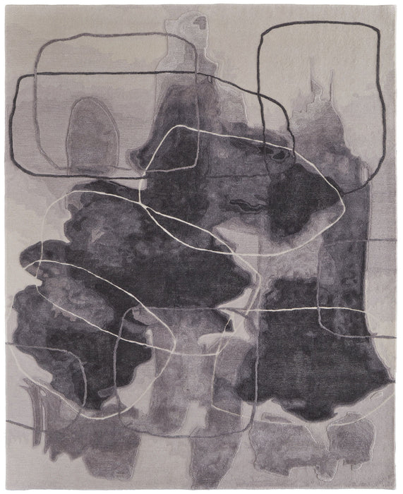 8' x 10' Abstract Hand Tufted Area Rug - Gray And Ivory