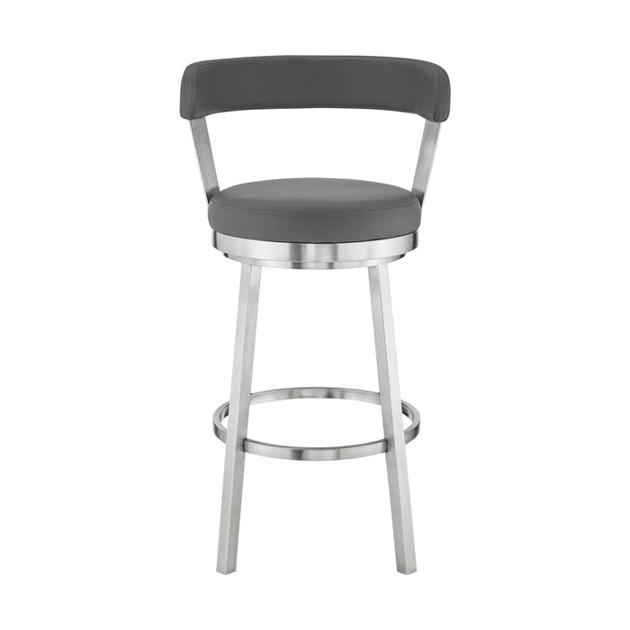 26" Iron Swivel Backless Counter Height Bar Chair - Gray And Silver