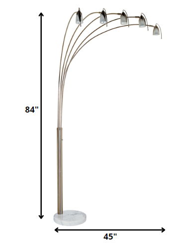 Dull Metal Floor Lamp With Five Adjustable Swing Arms - Gold