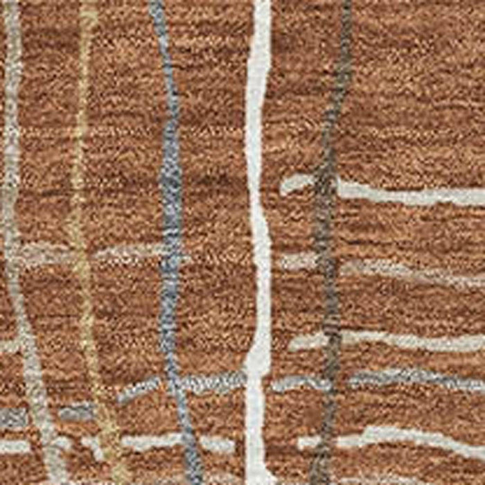 10' X 14' Striped Washable Area Rug With UV Protection (678586) - Rust / Ivory / Gray