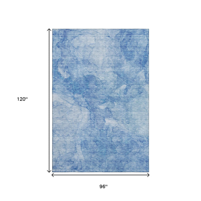 8' X 10' Abstract Washable Area Rug With UV Protection (656284) - Blue / Ivory