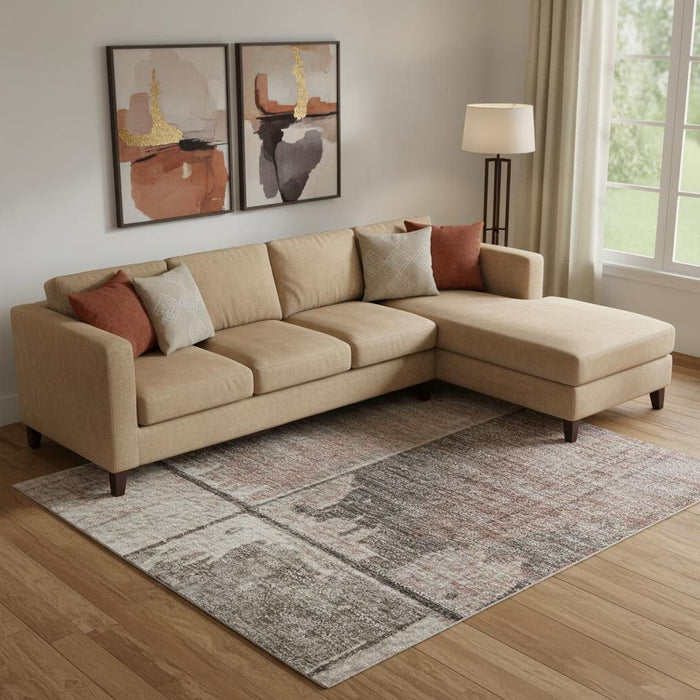 10' X 14' Geometric Washable Area Rug With UV Protection (706535) - Copper / Gray
