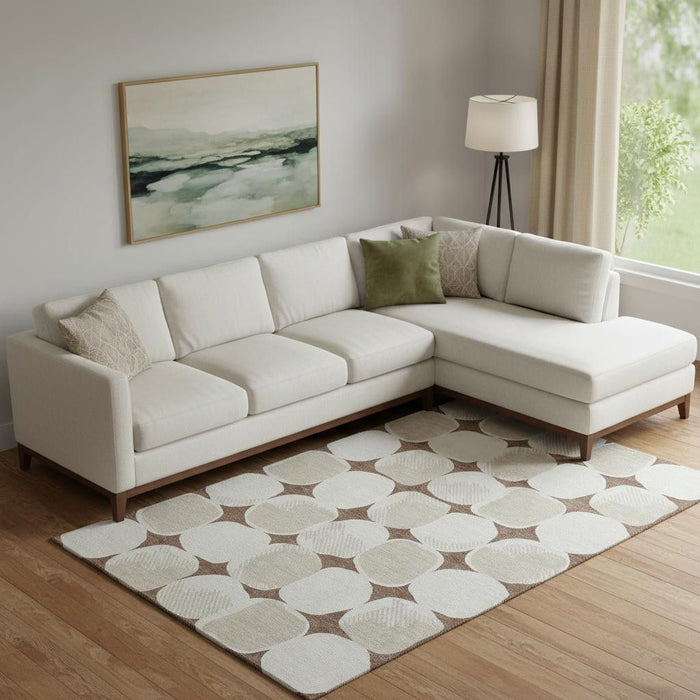 10' X 14' Abstract Geometric Washable Area Rug With UV Protection (669174) - Brown / Ivory