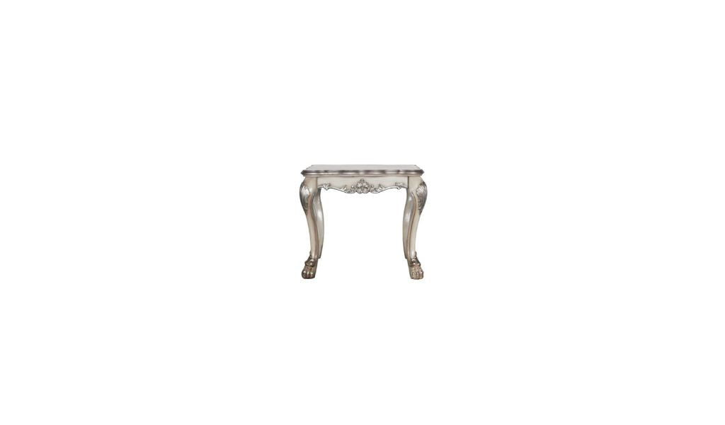Vintage Solid Wood And Polyresin Square End Table - Bone White