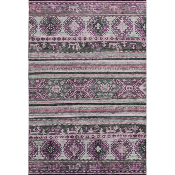 10' X 14' Medallion Washable Area Rug With UV Protection (695264) - Purple / Gray / Ivory
