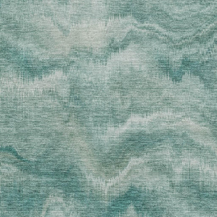 10' X 14' Abstract Washable Area Rug With UV Protection (717656) - Teal / Ivory