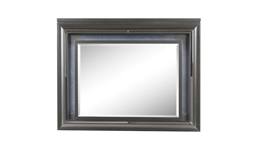 39" Lighted Framed Mounted Dresser Mirror - Gunmetal