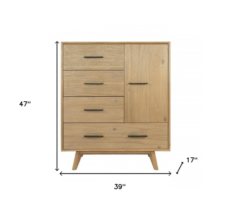 Solid Wood Four Drawer Gentlemans Chest - Walnut