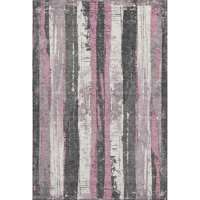 10' X 14' Striped Washable Area Rug With UV Protection (706415) - Blush / Gray