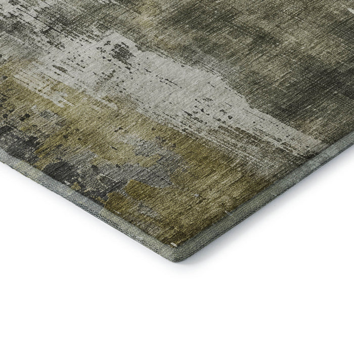10' X 14' Abstract Washable Area Rug With UV Protection (696026) - Pewter / Gold / Ivory