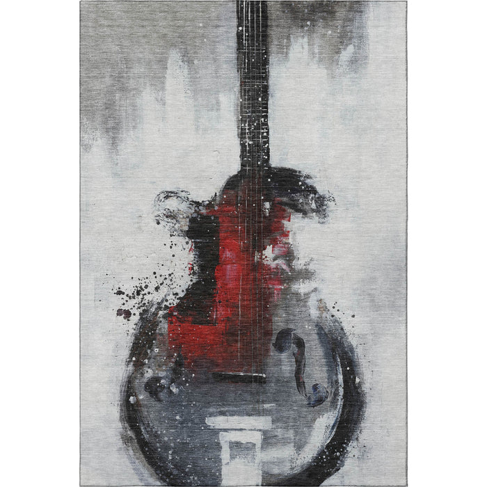 10' X 14' Abstract Washable Area Rug With UV Protection (717536) - Gray / Red