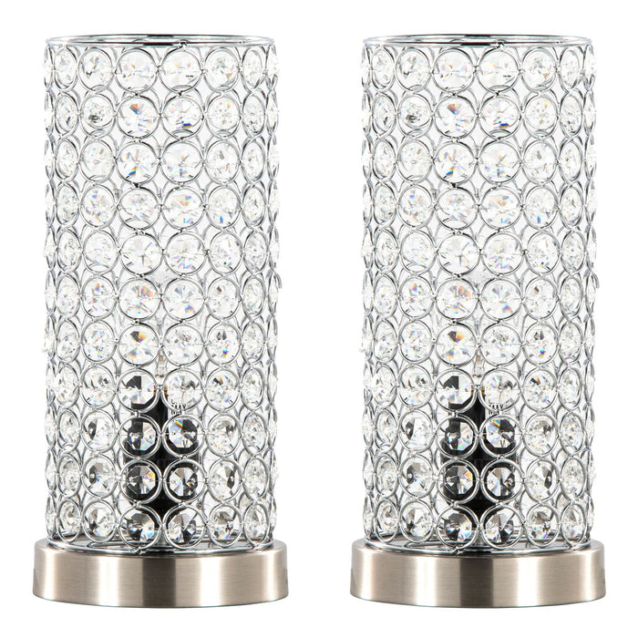 Chandelier - 11" Uplight (Set of 2) - Brushed Nickel With Clear Crystal And Chrome Metal Accents