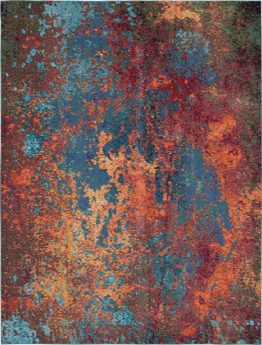 10' x 14' Abstract Power Loom Area Rug - Blue And Orange