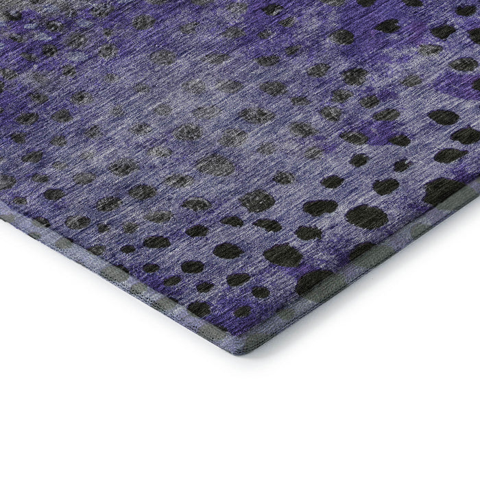 10' X 14' Polka Dot Washable Area Rug With UV Protection (683668) - Purple / Green / Ivory