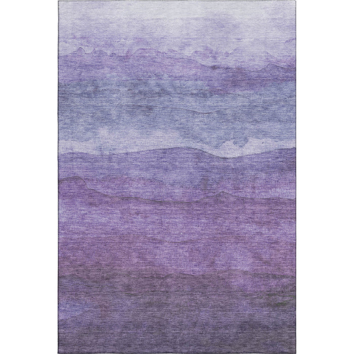 10' X 14' Striped Washable Area Rug With UV Protection (697584) - Purple / Plum