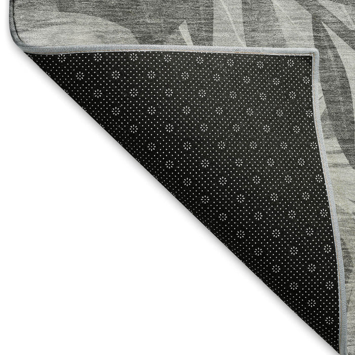 10' X 14' Floral Washable Area Rug With UV Protection (694026) - Gray / Silver / Charcoal