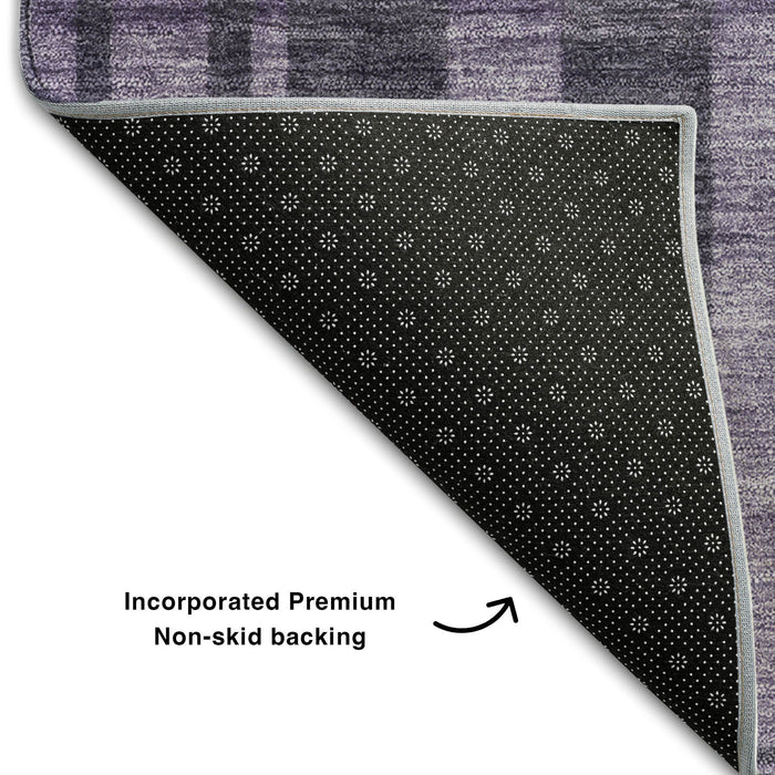 10' X 14' Striped Washable Area Rug With UV Protection (683291) - Purple / Lilac