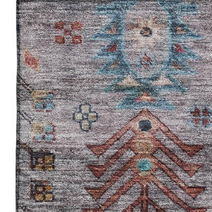 10' X 14' Southwestern Washable Area Rug With UV Protection (716467) - Gray / Teal