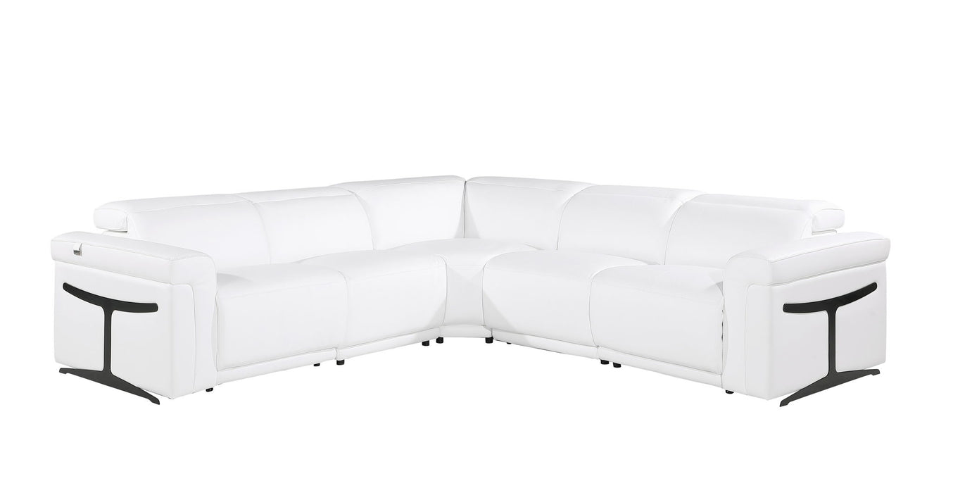 Italian Leather Modular L Shaped Five Piece Corner Sectional - White