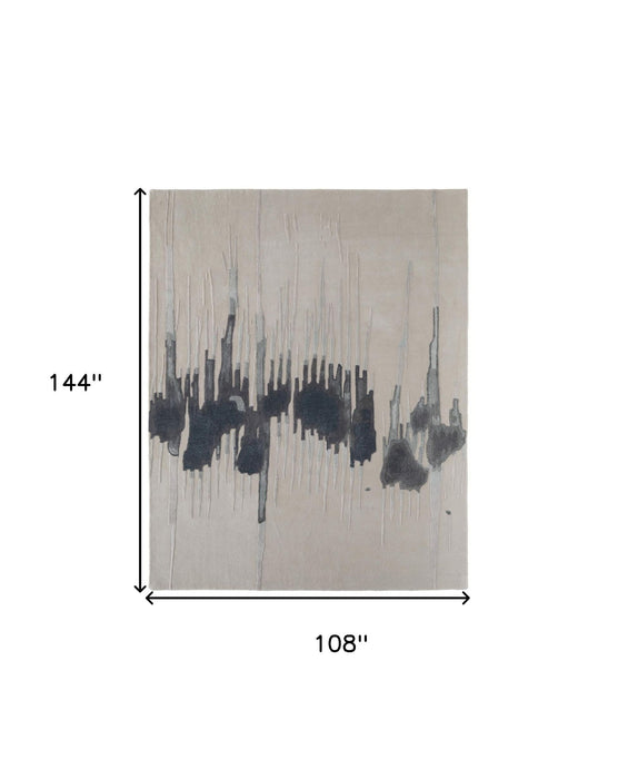 9' x 12' Abstract Hand Tufted Area Rug - Gray Ivory And Blue