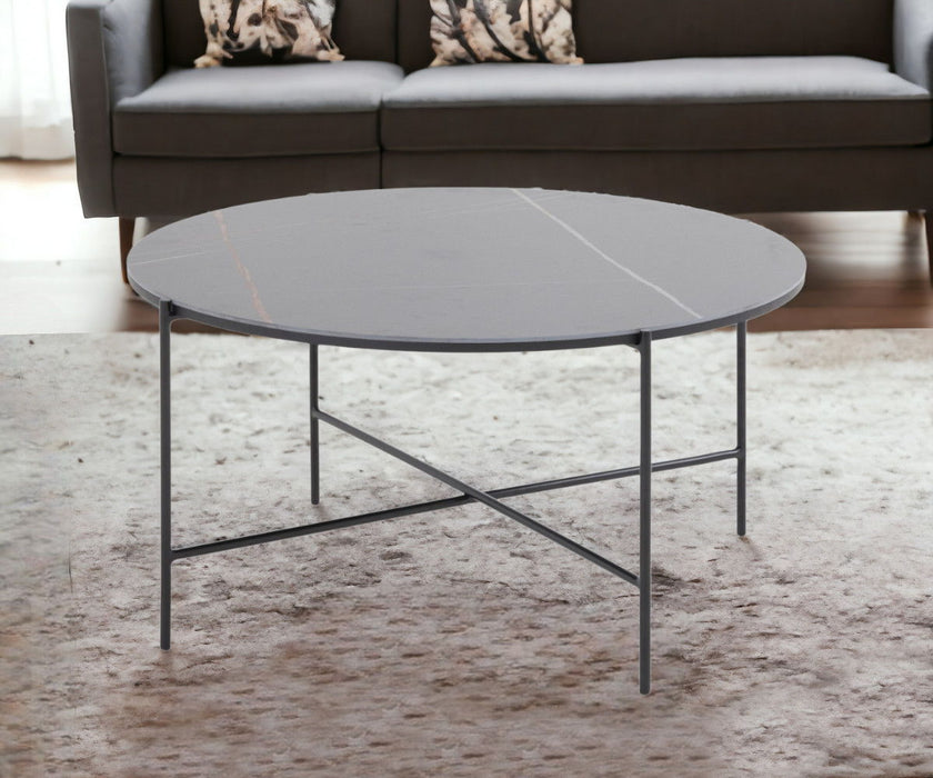 Modern Ceramic Round Coffee Table - Black