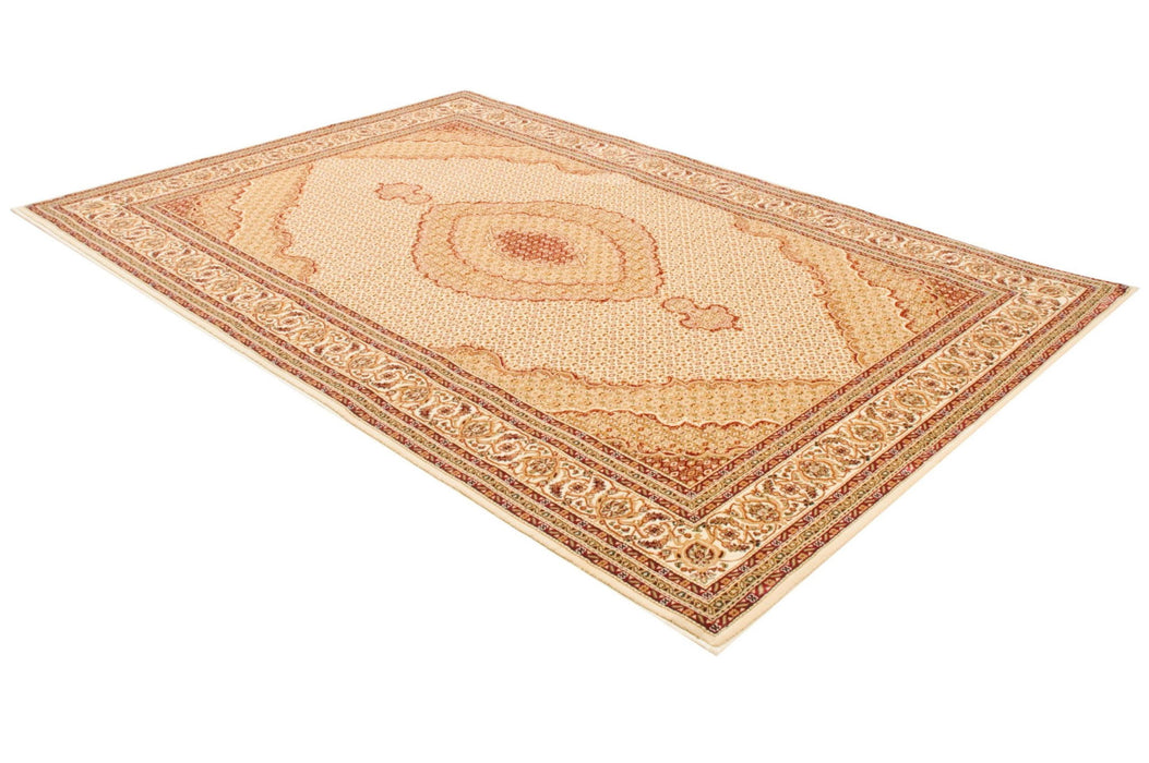 8' x 11' Oriental Power Loom Area Rug - Ivory And Beige