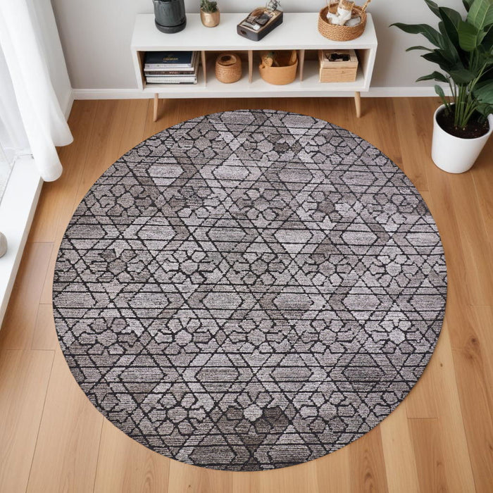 10' Round Wool Paisley Hand Tufted Area Rug - Black And Taupe
