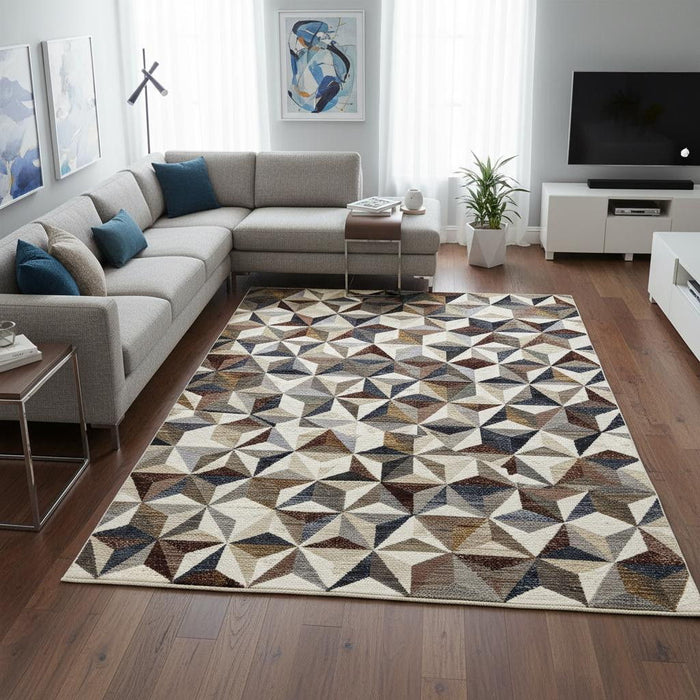 8' X 10' Geometric Area Rug (660318) - Cream / Gray / Brown