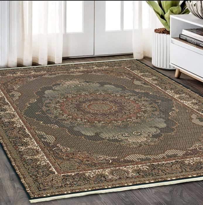 5' X 8' Medallion Area Rug With Fringe - Blue And Red