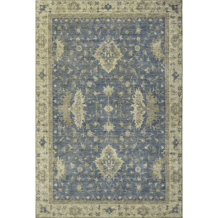 10' X 14' Oriental Washable Area Rug With UV Protection (699722) - Blue / Olive Green