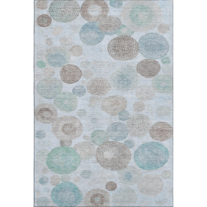 10' X 14' Geometric Washable Area Rug With UV Protection (707335) - Sky Blue / Beige / Brown
