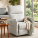 Giga 29.92" power swivel rocker recliner chair with USB ports, electric glider, nursery and living room seating in dark fabric.