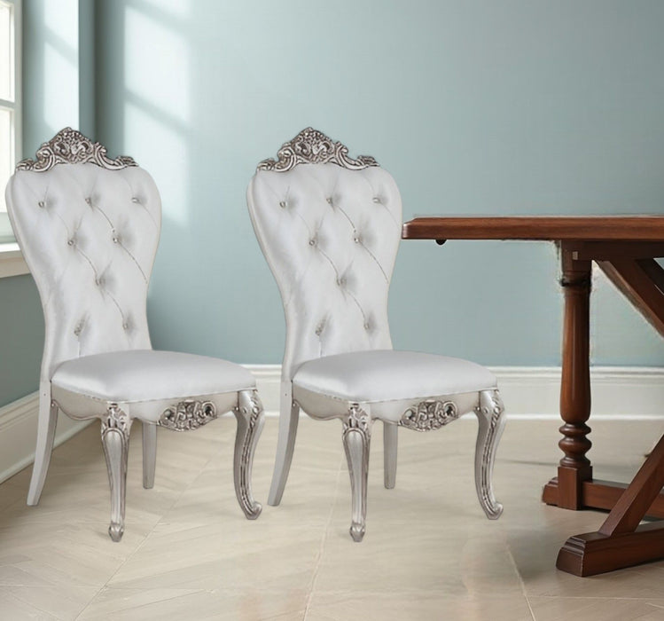 Upholstered Fabric Queen Anne Back Dining Side Chairs (Set of 2) - Cream