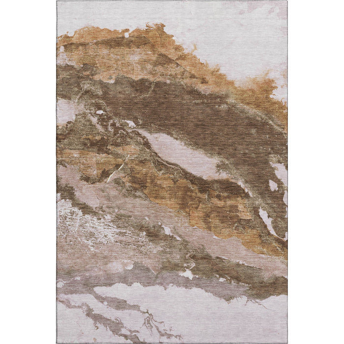 10' X 14' Abstract Washable Area Rug With UV Protection (716641) - Brown / Ivory