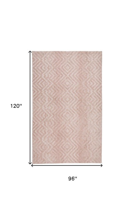 8' x 10' Geometric Stain Resistant Area Rug - Pink And Ivory