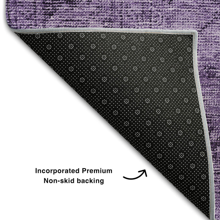 10' X 14' Oriental Washable Area Rug With UV Protection (654904) - Purple / Ivory
