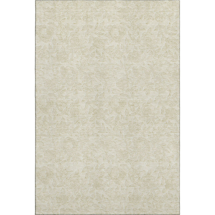 10' X 14' Floral Washable Area Rug With UV Protection - Ivory And Beige
