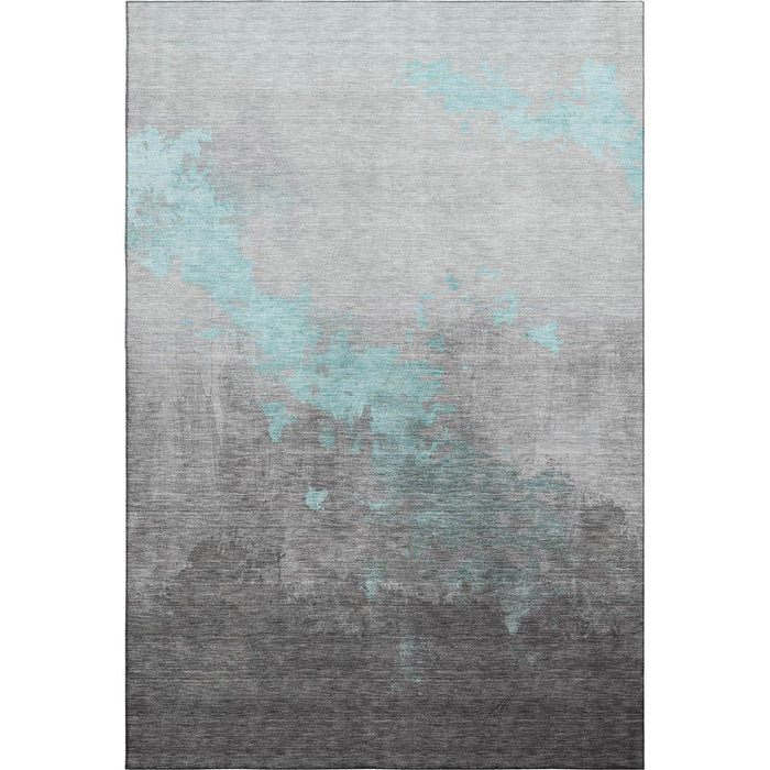 10' X 14' Abstract Washable Area Rug With UV Protection (706733) - Teal / Gray