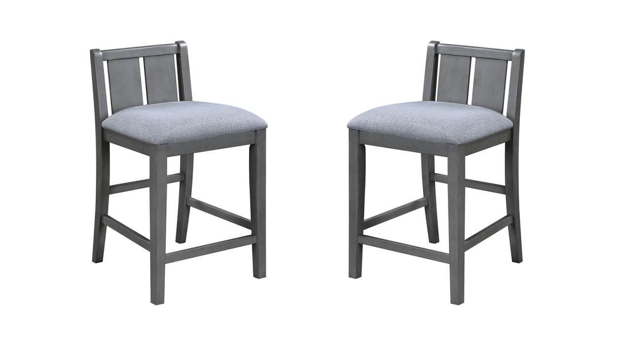 Giga Graham 3-piece small space counter height dining set with shelves and two chairs, ideal for compact dining areas.