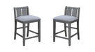 Giga Graham 3-piece small space counter height dining set with shelves and two chairs, ideal for compact dining areas.