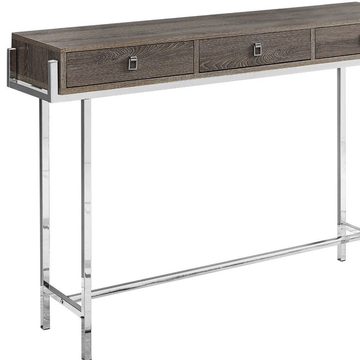 Console Table And Drawers - Taupe And Silver