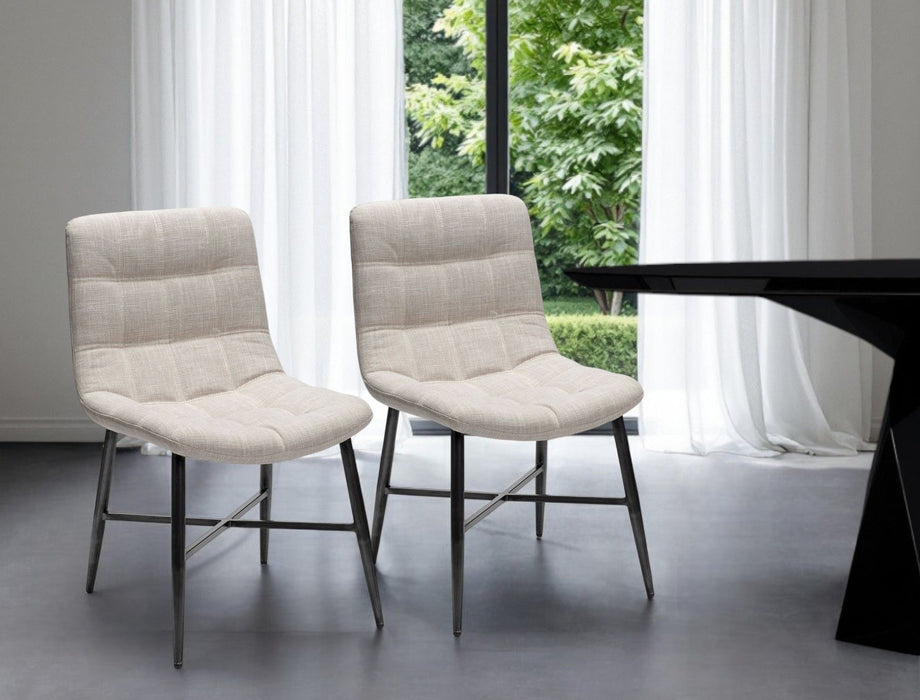 Upholstered Fabric Open Back Side Chairs (Set of 2) - Black / White